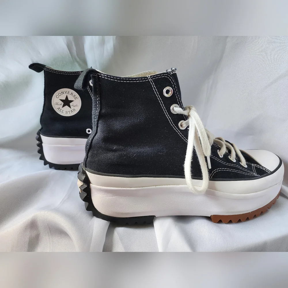 Converse Run Star Hike High Top Sneakers Black White Gum